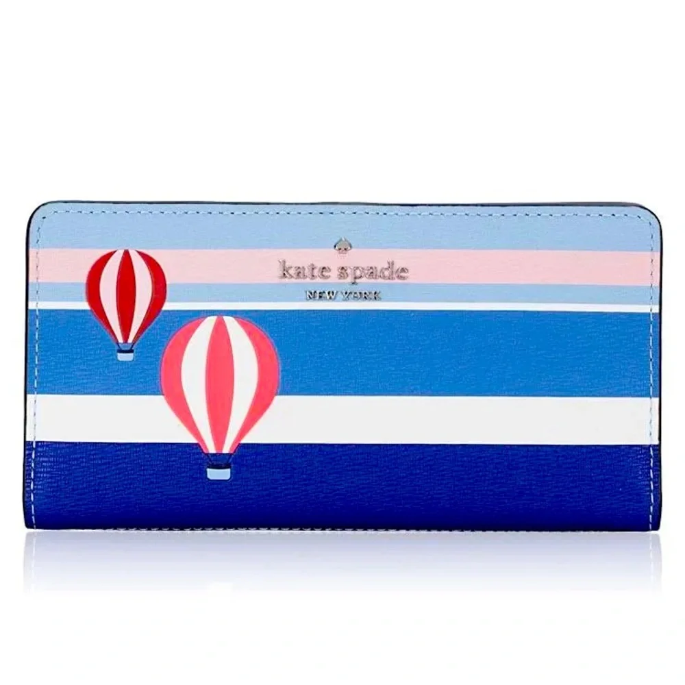 Kate Spade Hot Air Balloon Large Slim Bifold Wallet EUC